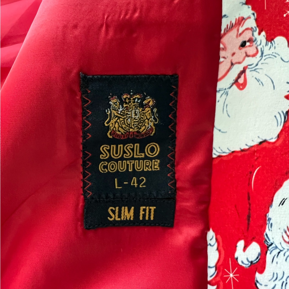 Festive Santa Print Blazer - Red & White - Picture 6 of 6